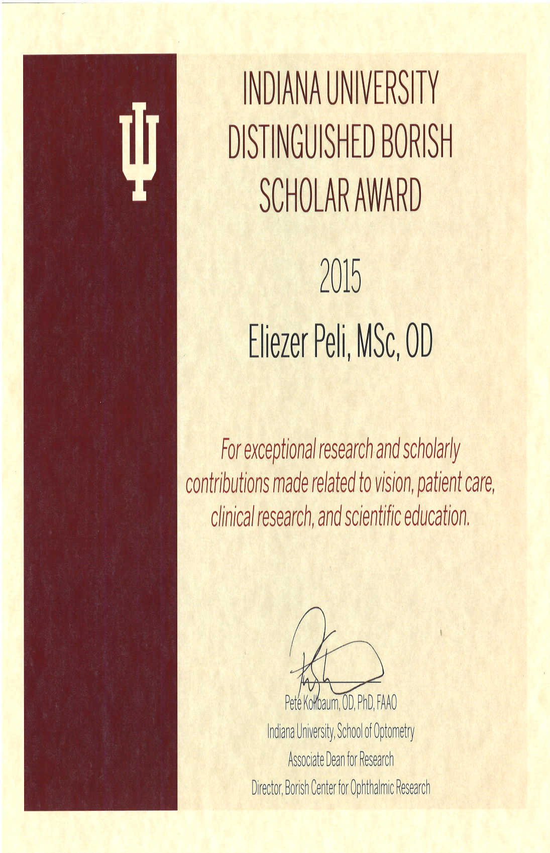Borish Scholar Award